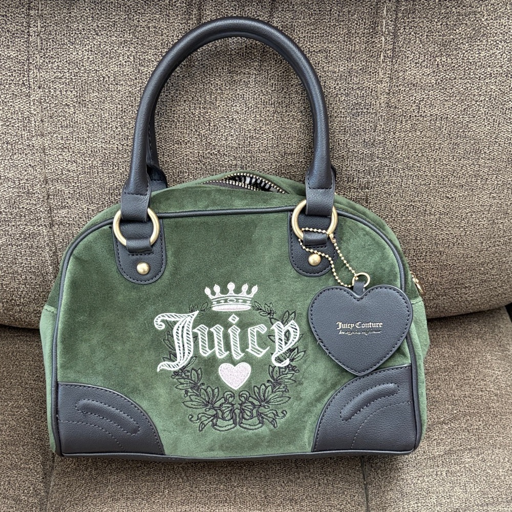 Juicy Couture Olive and Dark Brown Satchel
